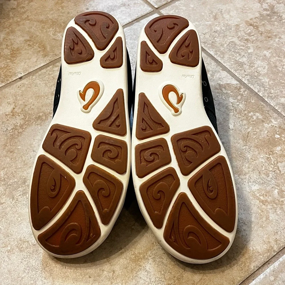 OluKai Nohea Moku Sneaker Mens 13 Slip on Elastic Laces Black